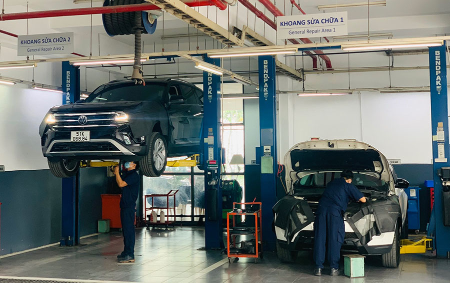 Khu vực dịch vụ, sửa chữa xe tại VW Hoàng Gia – CN Phú Mỹ
